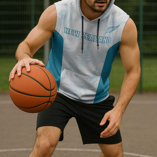 Custom New Zealand Silver Fern Football Sleeveless Hoodie Come On All White - Aussie Hoodie