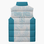 Custom New Zealand Silver Fern Football Sleeveless Puffer Jacket Come On All White - Aussie Hoodie
