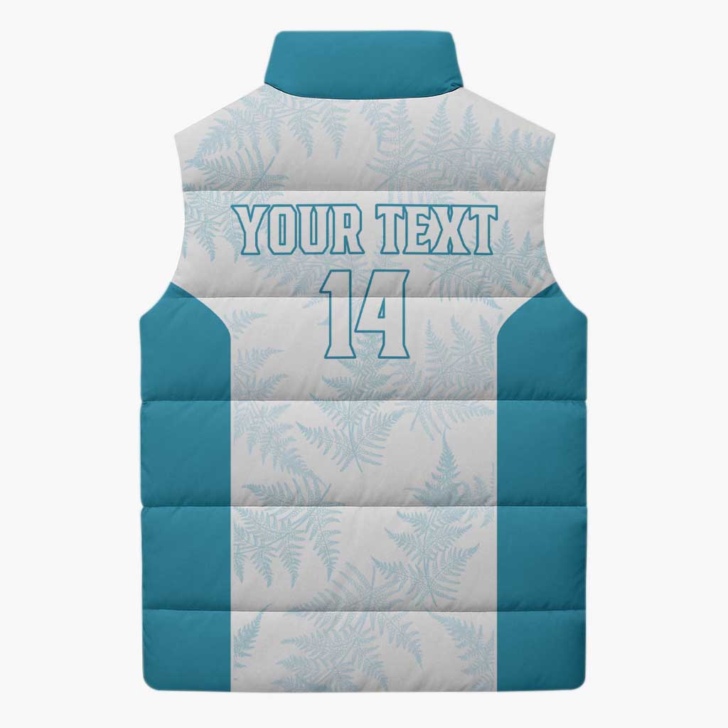 Custom New Zealand Silver Fern Football Sleeveless Puffer Jacket Come On All White - Aussie Hoodie