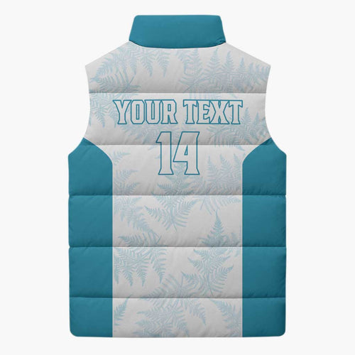 Custom New Zealand Silver Fern Football Sleeveless Puffer Jacket Come On All White - Aussie Hoodie