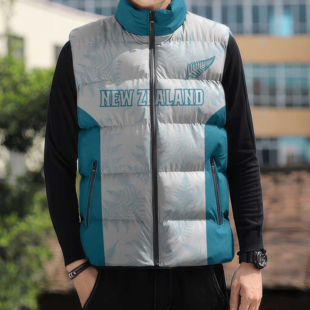 Custom New Zealand Silver Fern Football Sleeveless Puffer Jacket Come On All White - Aussie Hoodie