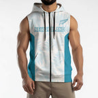 Custom New Zealand Silver Fern Football Sleeveless Zip Hoodie Come On All White LT14