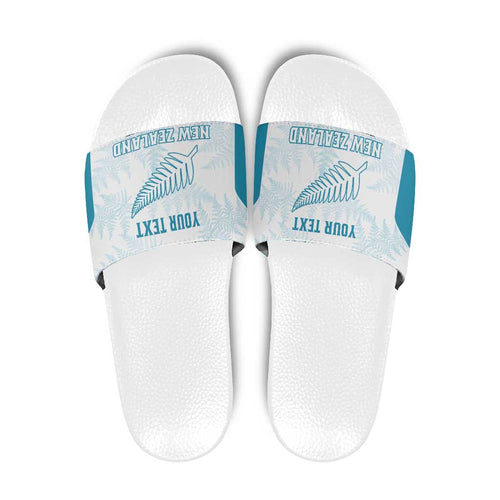 Custom New Zealand Silver Fern Football Slide Sandals Come On All White - Aussie Hoodie