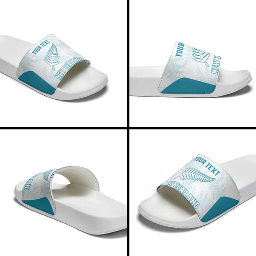 Custom New Zealand Silver Fern Football Slide Sandals Come On All White - Aussie Hoodie