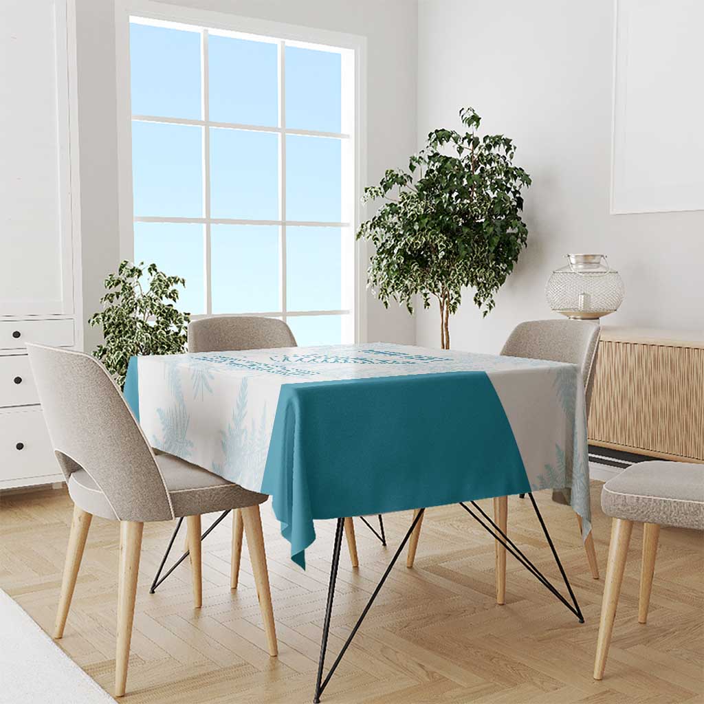 Custom New Zealand Silver Fern Football Tablecloth Come On All White