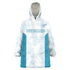 Custom New Zealand Silver Fern Football Wearable Blanket Hoodie Come On All White