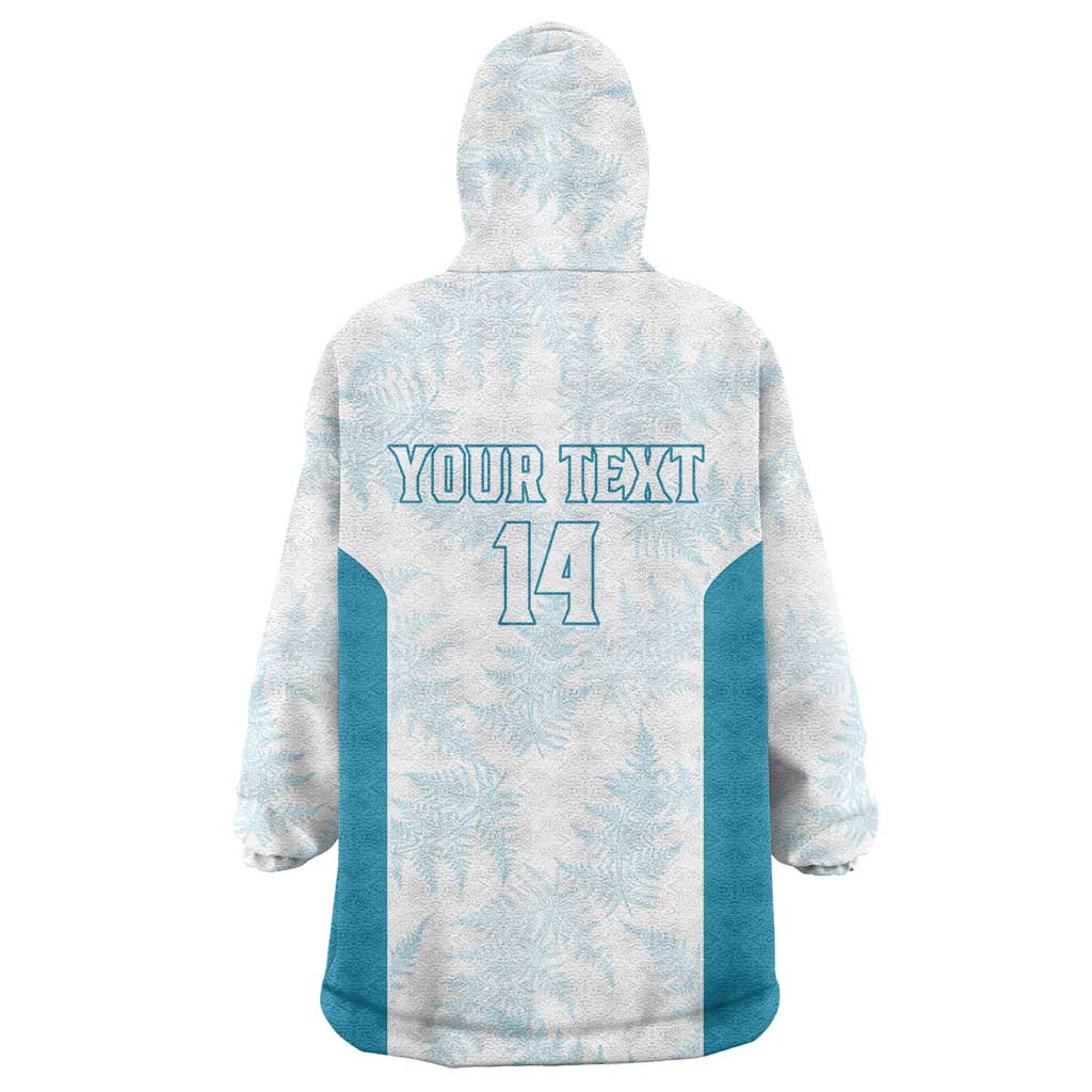 Custom New Zealand Silver Fern Football Wearable Blanket Hoodie Come On All White
