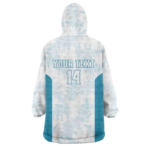 Custom New Zealand Silver Fern Football Wearable Blanket Hoodie Come On All White