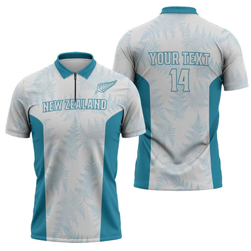 Custom New Zealand Silver Fern Football Zipper Polo Shirt Come On All White - Aussie Hoodie