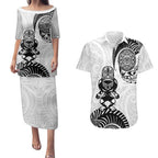 Custom Aotearoa Football Couples Matching Puletasi and Hawaiian Shirt NZ Maori Tiki Go Champions