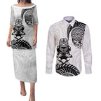 Custom Aotearoa Football Couples Matching Puletasi and Long Sleeve Button Shirt NZ Maori Tiki Go Champions