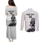 Custom Aotearoa Football Couples Matching Puletasi and Long Sleeve Button Shirt NZ Maori Tiki Go Champions