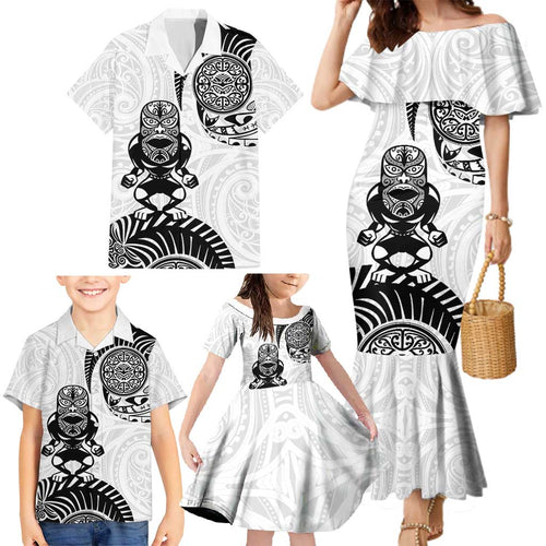 Custom Aotearoa Football Family Matching Mermaid Dress and Hawaiian Shirt NZ Maori Tiki Go Champions
