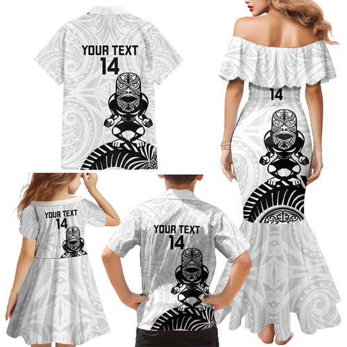Custom Aotearoa Football Family Matching Mermaid Dress and Hawaiian Shirt NZ Maori Tiki Go Champions