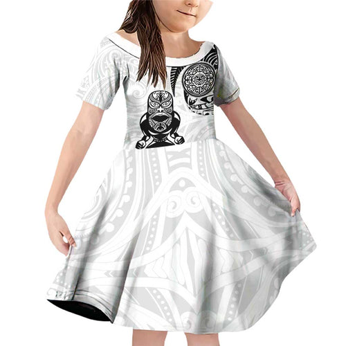 Custom Aotearoa Football Family Matching Off Shoulder Short Dress and Hawaiian Shirt NZ Maori Tiki Go Champions