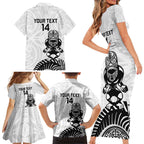 Custom Aotearoa Football Family Matching Short Sleeve Bodycon Dress and Hawaiian Shirt NZ Maori Tiki Go Champions