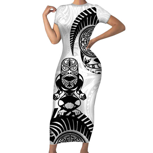 Custom Aotearoa Football Family Matching Short Sleeve Bodycon Dress and Hawaiian Shirt NZ Maori Tiki Go Champions