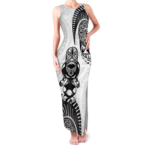 Custom Aotearoa Football Family Matching Tank Maxi Dress and Hawaiian Shirt NZ Maori Tiki Go Champions