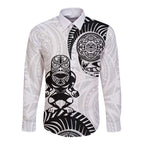 Custom Aotearoa Football Long Sleeve Button Shirt NZ Maori Tiki Go Champions