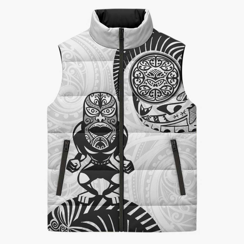 Custom Aotearoa Football Sleeveless Puffer Jacket NZ Maori Tiki Go Champions - Aussie Hoodie