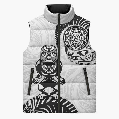 Custom Aotearoa Football Sleeveless Puffer Jacket NZ Maori Tiki Go Champions - Aussie Hoodie