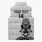 Custom Aotearoa Football Sleeveless Puffer Jacket NZ Maori Tiki Go Champions - Aussie Hoodie