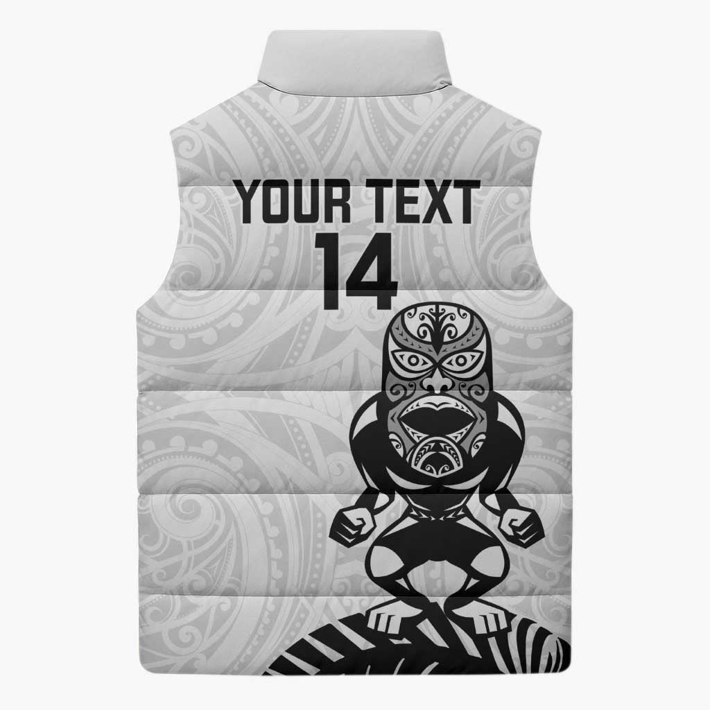 Custom Aotearoa Football Sleeveless Puffer Jacket NZ Maori Tiki Go Champions - Aussie Hoodie