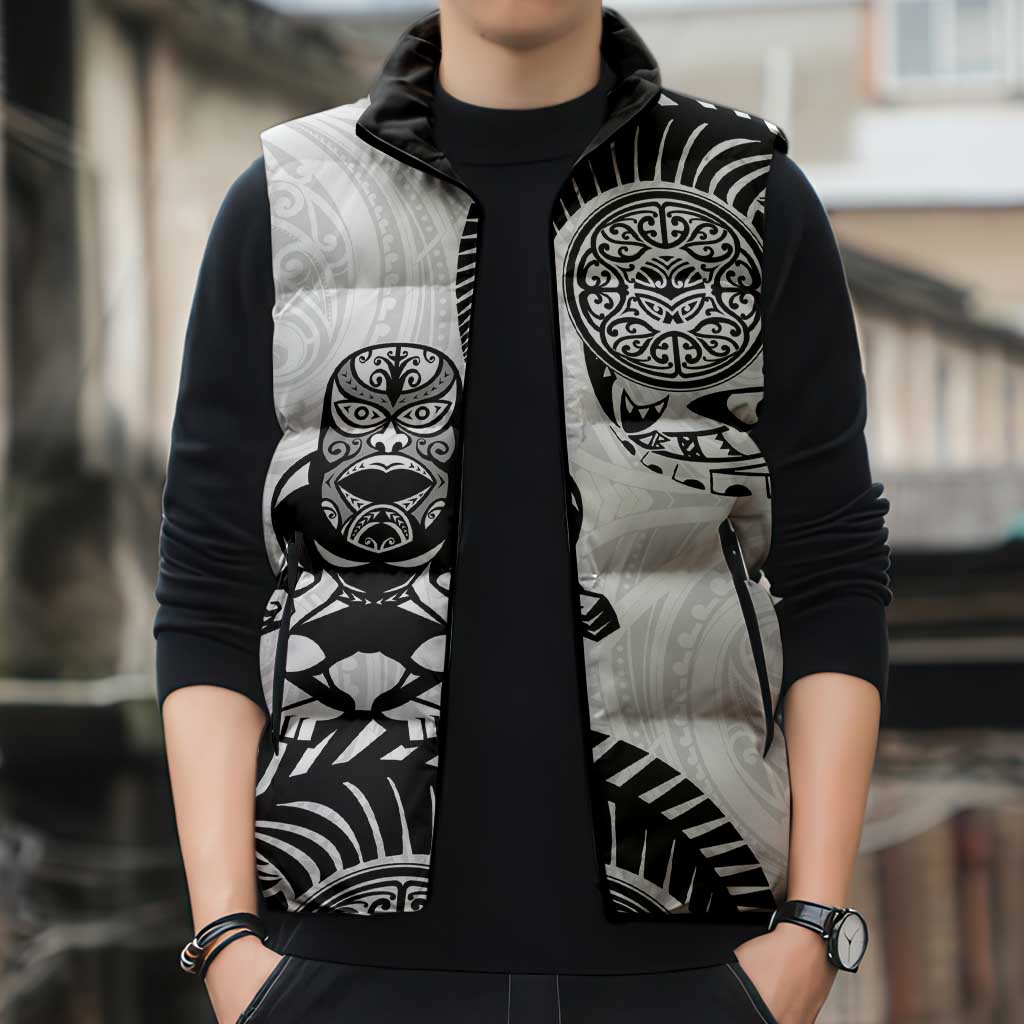 Custom Aotearoa Football Sleeveless Puffer Jacket NZ Maori Tiki Go Champions - Aussie Hoodie
