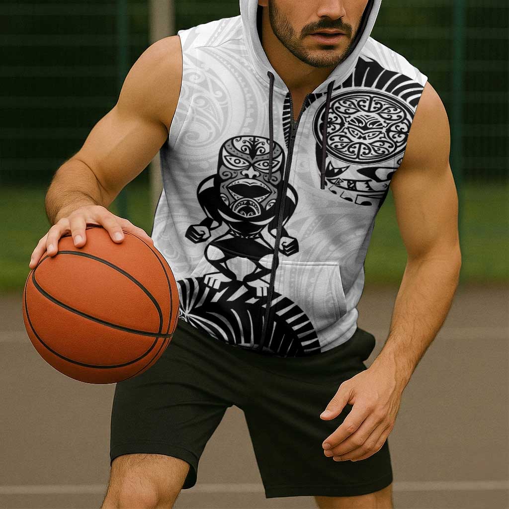 Custom Aotearoa Football Sleeveless Zip Hoodie NZ Maori Tiki Go Champions LT14