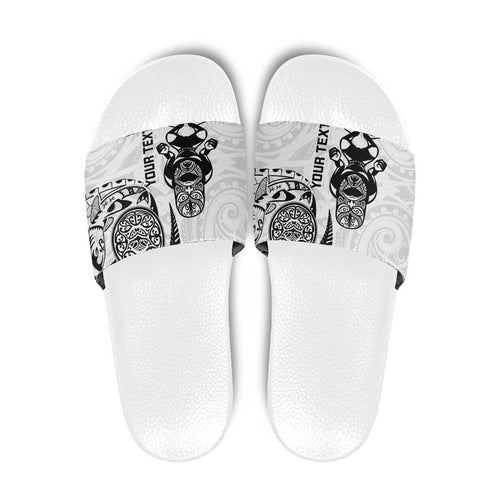 Custom Aotearoa Football Slide Sandals NZ Maori Tiki Go Champions - Aussie Hoodie