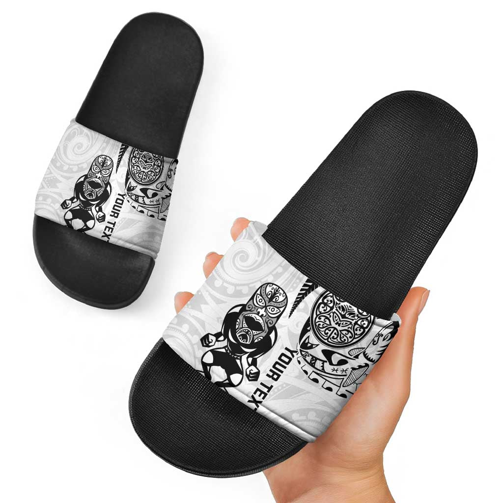 Custom Aotearoa Football Slide Sandals NZ Maori Tiki Go Champions - Aussie Hoodie