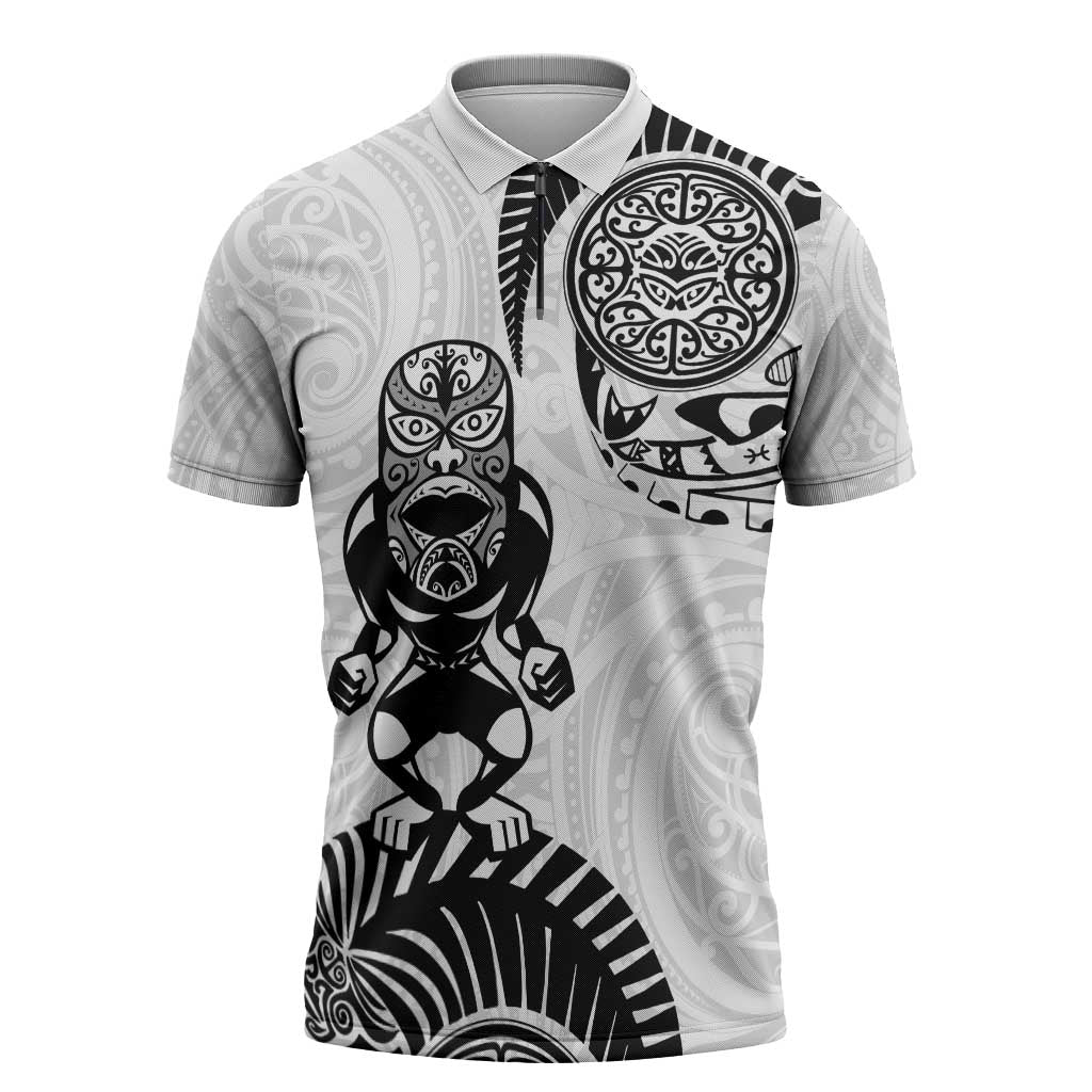 Custom Aotearoa Football Zipper Polo Shirt NZ Maori Tiki Go Champions - Aussie Hoodie