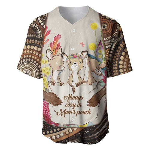 Kangaroo Australia Mother's Day Personalised Baseball Jersey Always Cozy In Mum’s Pouch Aboriginal Art