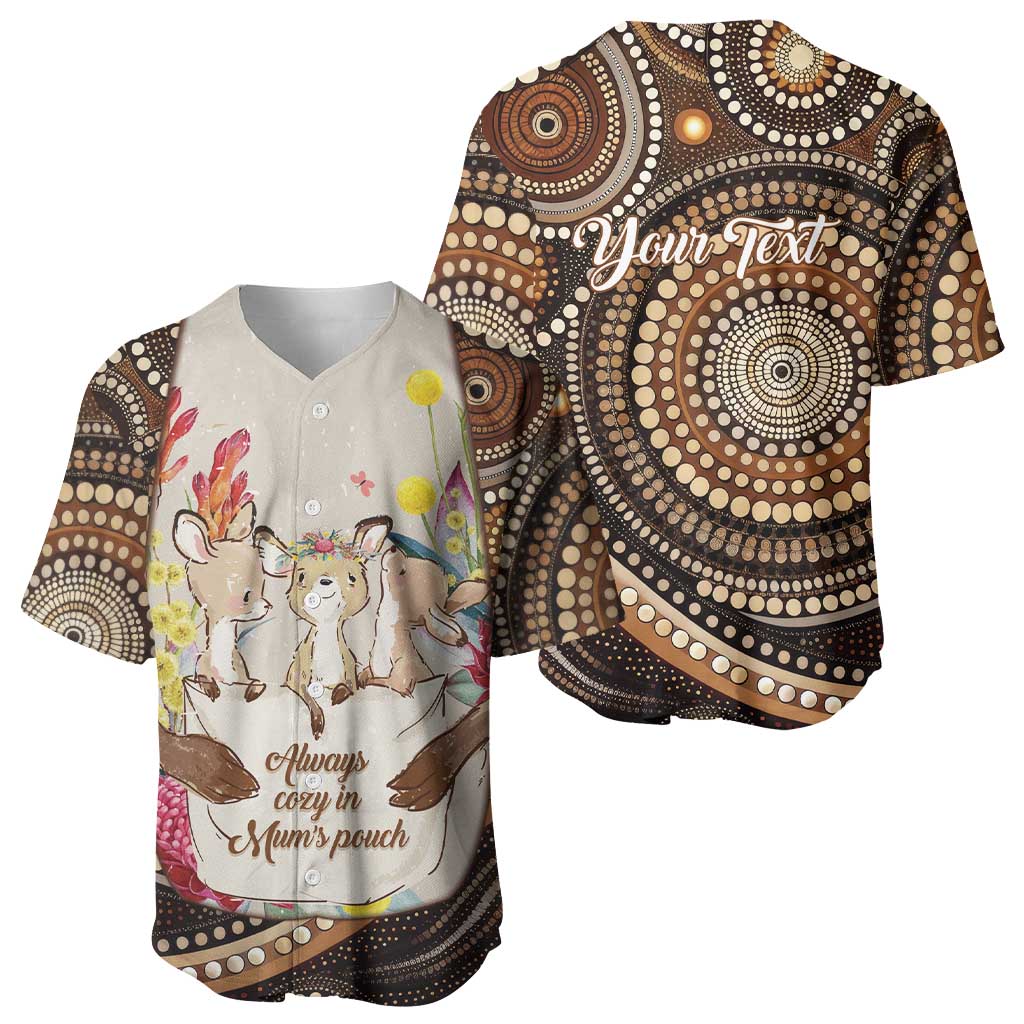 Kangaroo Australia Mother's Day Personalised Baseball Jersey Always Cozy In Mum’s Pouch Aboriginal Art