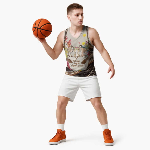 Kangaroo Australia Mother's Day Personalised Basketball Jersey Always Cozy In Mum’s Pouch Aboriginal Art