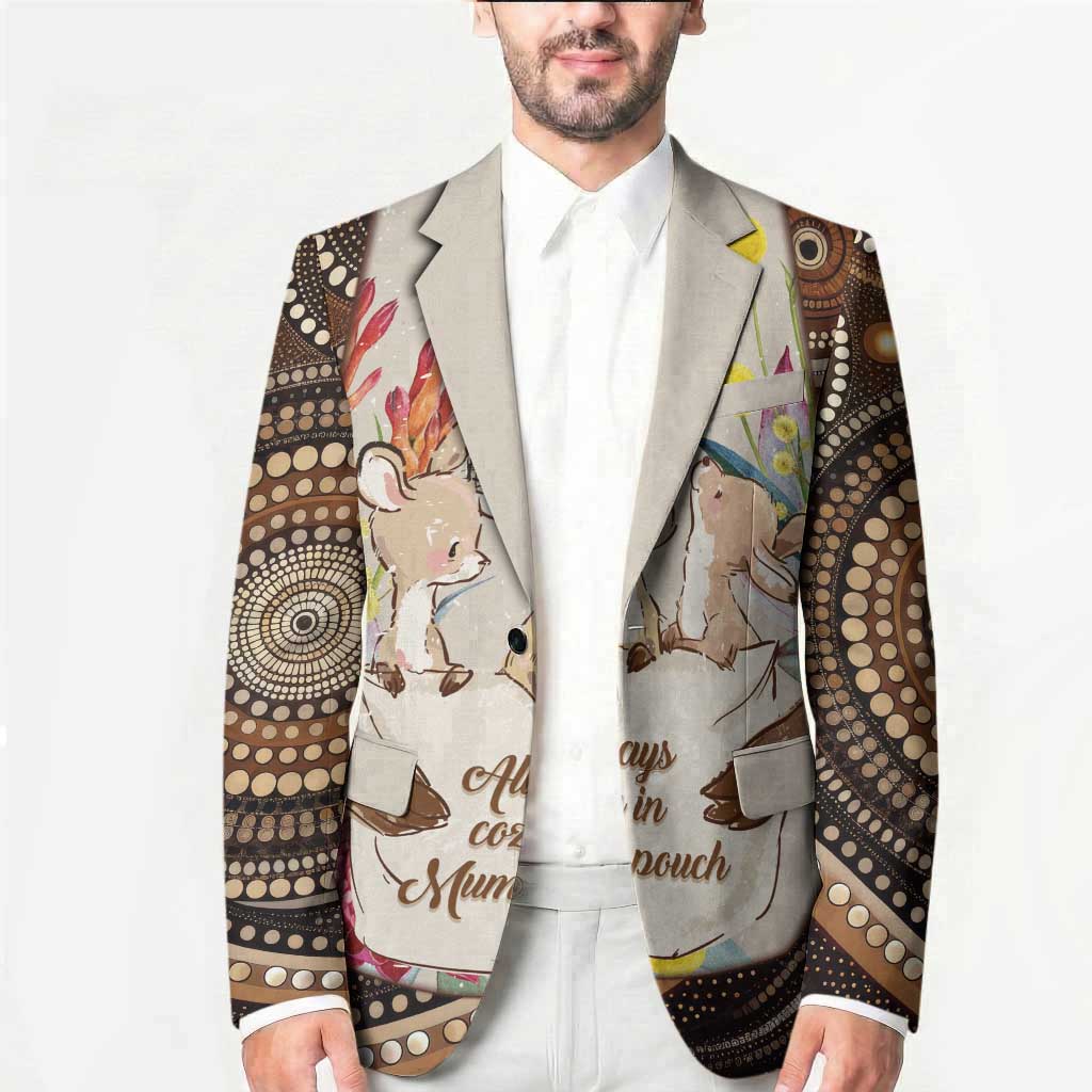 Kangaroo Australia Mother's Day Personalised Blazer Always Cozy In Mum’s Pouch Aboriginal Art
