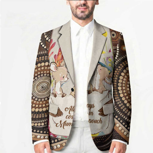 Kangaroo Australia Mother's Day Personalised Blazer Always Cozy In Mum’s Pouch Aboriginal Art