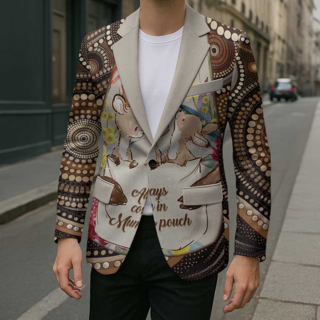 Kangaroo Australia Mother's Day Personalised Blazer Always Cozy In Mum’s Pouch Aboriginal Art