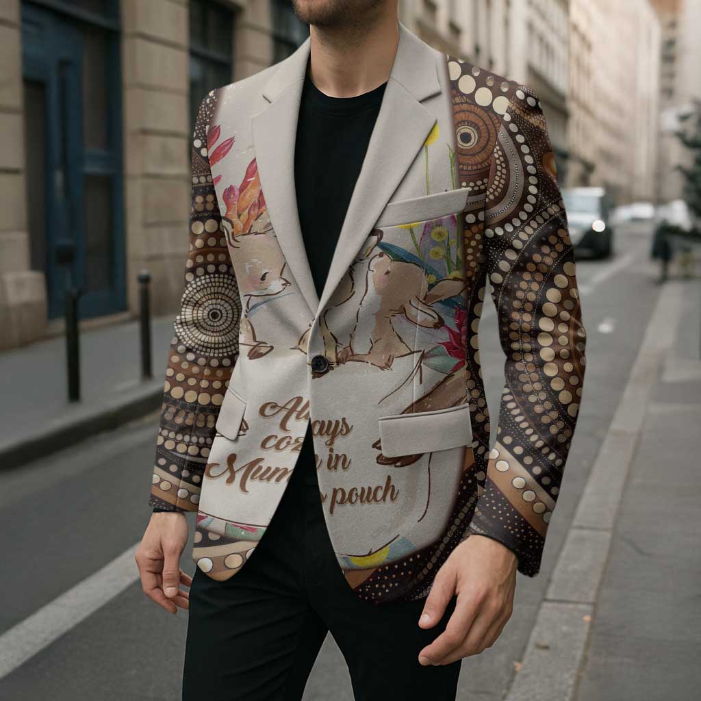 Kangaroo Australia Mother's Day Personalised Blazer Always Cozy In Mum’s Pouch Aboriginal Art