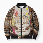 Kangaroo Australia Mother's Day Personalised Bomber Puffer Jacket Always Cozy In Mum’s Pouch Aboriginal Art