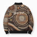Kangaroo Australia Mother's Day Personalised Bomber Puffer Jacket Always Cozy In Mum’s Pouch Aboriginal Art
