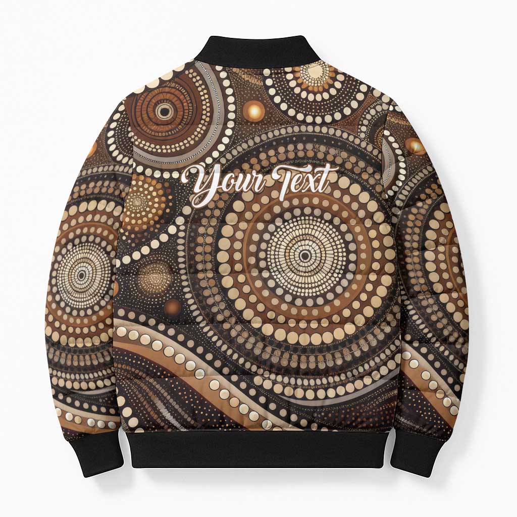 Kangaroo Australia Mother's Day Personalised Bomber Puffer Jacket Always Cozy In Mum’s Pouch Aboriginal Art