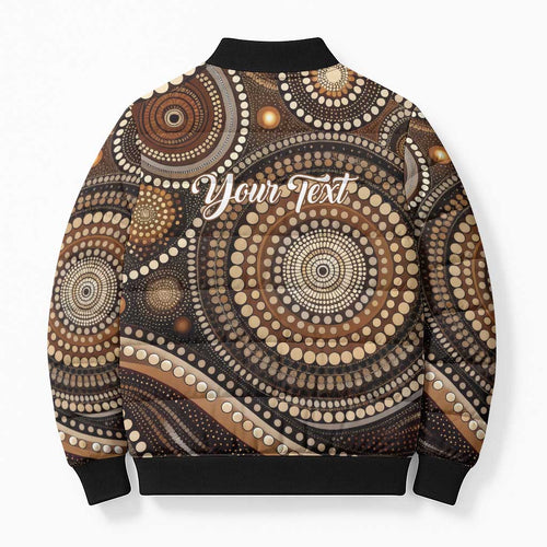 Kangaroo Australia Mother's Day Personalised Bomber Puffer Jacket Always Cozy In Mum’s Pouch Aboriginal Art