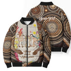 Kangaroo Australia Mother's Day Personalised Bomber Puffer Jacket Always Cozy In Mum’s Pouch Aboriginal Art