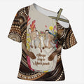 Kangaroo Australia Mother's Day Personalised Cross Shoulder Shirt Always Cozy In Mum’s Pouch Aboriginal Art