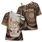 Kangaroo Australia Mother's Day Personalised Cross Shoulder Shirt Always Cozy In Mum’s Pouch Aboriginal Art