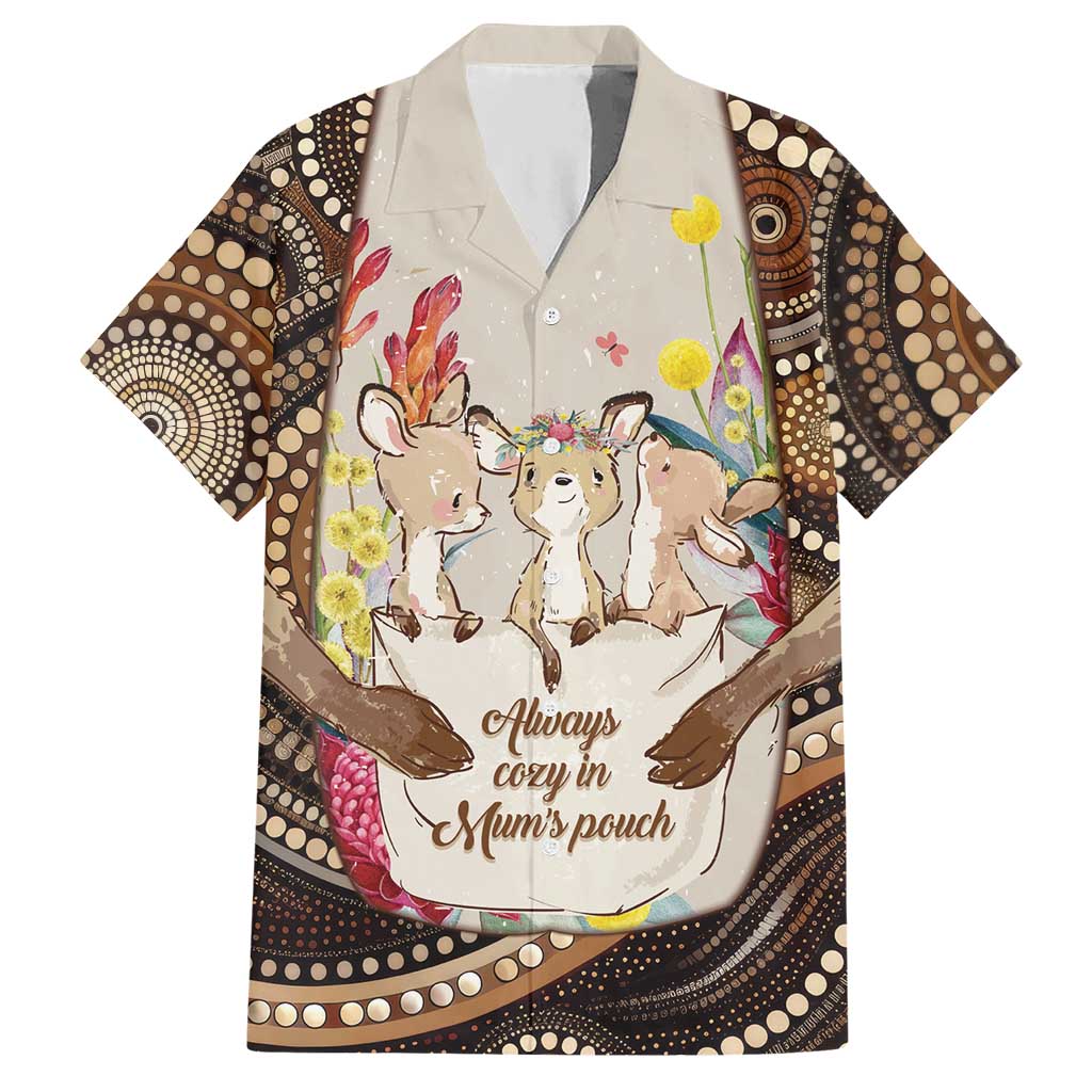 Kangaroo Australia Mother's Day Personalised Hawaiian Shirt Always Cozy In Mum’s Pouch Aboriginal Art