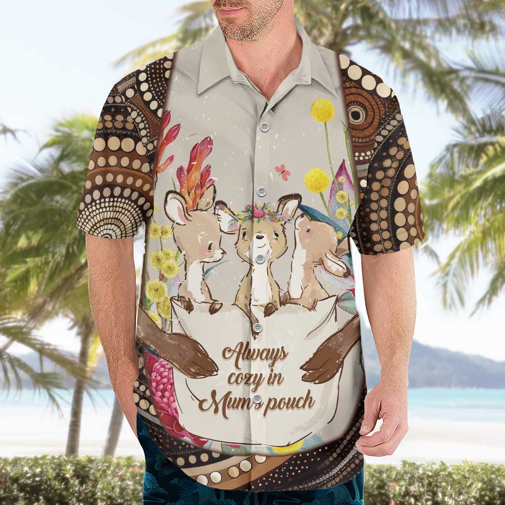 Kangaroo Australia Mother's Day Personalised Hawaiian Shirt Always Cozy In Mum’s Pouch Aboriginal Art