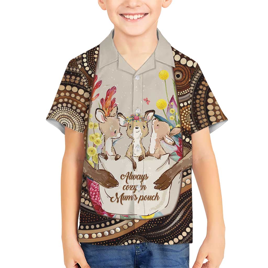 Kangaroo Australia Mother's Day Personalised Hawaiian Shirt Always Cozy In Mum’s Pouch Aboriginal Art