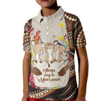 Kangaroo Australia Mother's Day Personalised Kid Polo Shirt Always Cozy In Mum’s Pouch Aboriginal Art